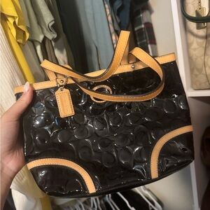 Coach Black and Tan mini Tote Bag